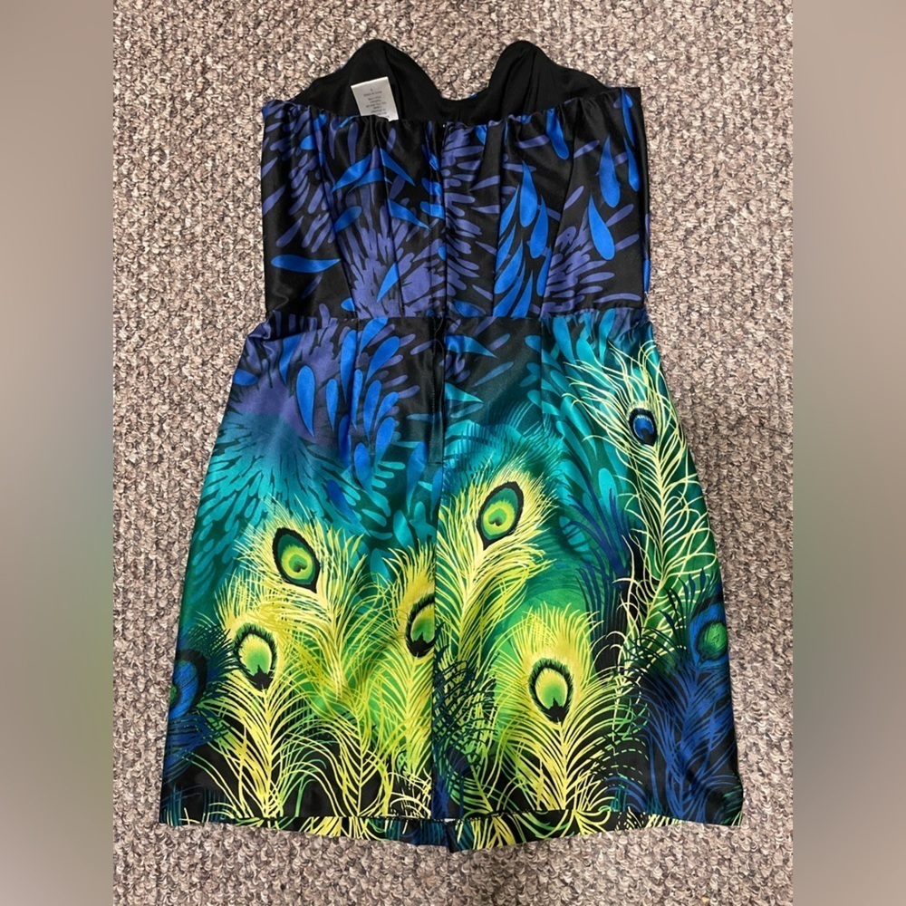 Wishes wishes wishes Chic Peacock Print Mini Dress - Picture 4 of 5